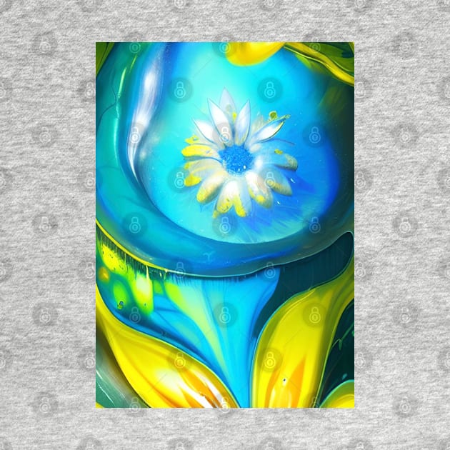 SURREAL WHITE AND YELLOW FLOWERS BLUE BACKGROUND by sailorsam1805